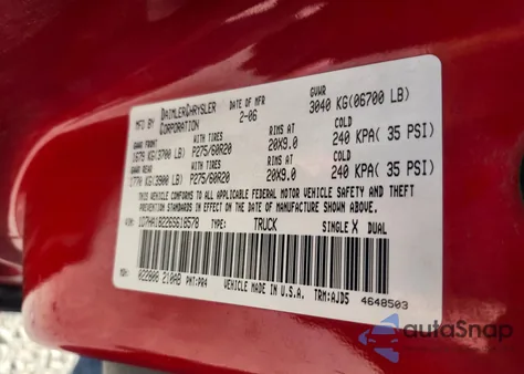 2006 Dodge Ram 1500 Slt z USA, uszkodzony, nr VIN 1D7HA18226S618578